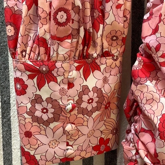 NWT Glamorous Pink Red blush Floral print Cotton Dress mini *runs small 4 6 8 - Picture 6 of 12